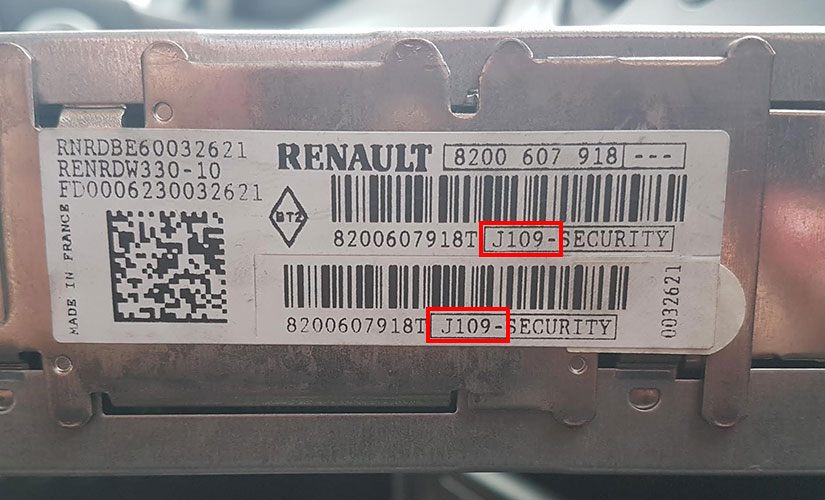 Renault Radio Code Label